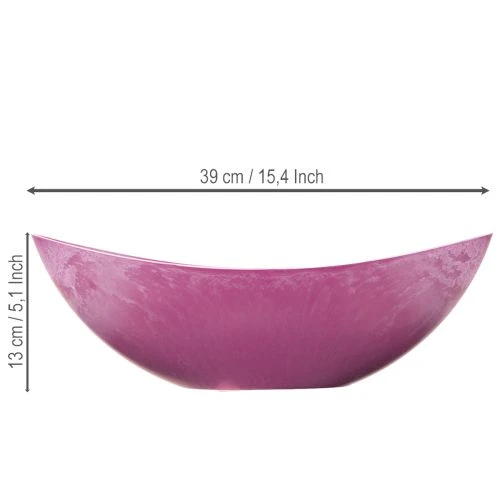 Plastikskål, lyserød, 39 cm x 13 cm, H13 cm | Floristik24.dk