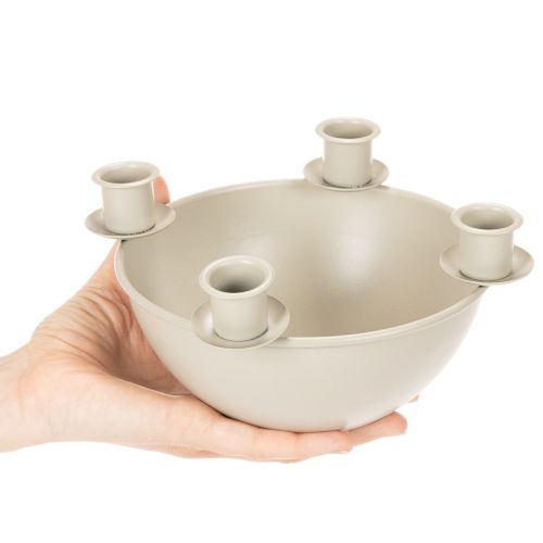 Lysestage med 4 holdere, moderne adventskrans, beige, 15 cm | Floristik24.dk