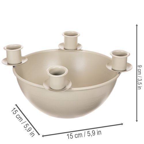 Lysestage med 4 holdere, moderne adventskrans, beige, 15 cm | Floristik24.dk