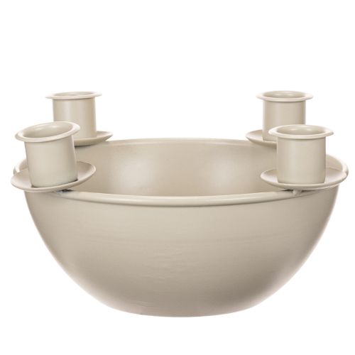 Lysestage med 4 holdere, moderne adventskrans, beige, 15 cm | Floristik24.dk