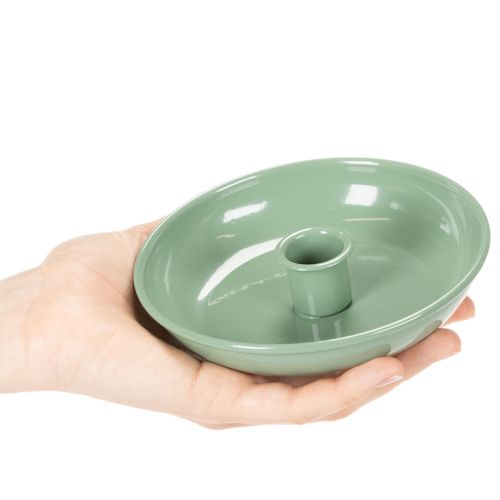 Grøn metallysestage, dekorativ, til keglelys, 13 cm | Floristik24.dk