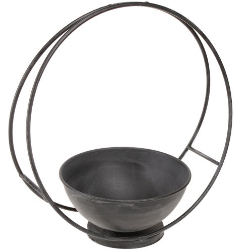 Artikel Skål med fod dekorativ ring metal antracit H29cm 2stk