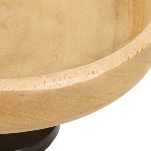 Artikel Skål med fod træ metal natursort Ø20cm H10cm