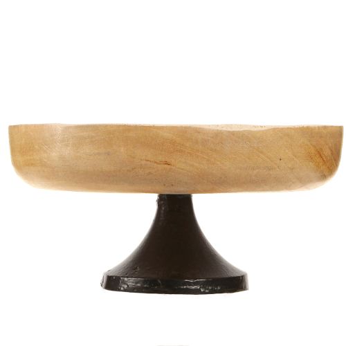 Artikel Skål med fod træ metal natursort Ø20cm H10cm