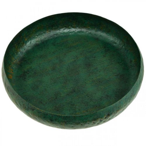 Floristik24 Dekorationsskål grøn antik Dekorativ skål metal Ø32cm H7cm