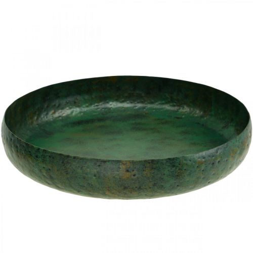 Stor dekorativ skål grøn antik skål metal Ø38cm H7cm