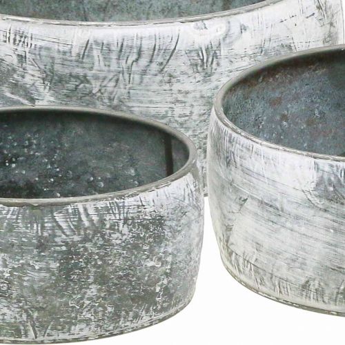 Floristik24 Dekorativ metalskål rund grå Ø22/18,5/14,5cm
