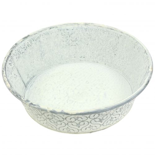 Floristik24 Zinkskål med dekorcreme vasket Ø35,5cm H9cm