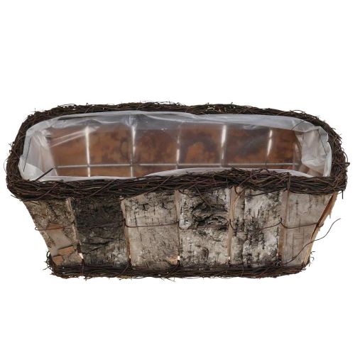 Artikel Planteskål rektangulær birkebark vinstokke 36x18x14cm