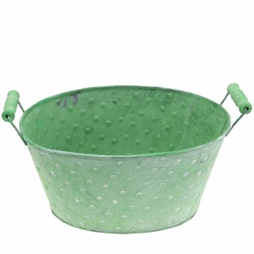 Floristik24 Dekorativ skål plantemaskine metal grøn oval 25,5x18,5cm H13cm