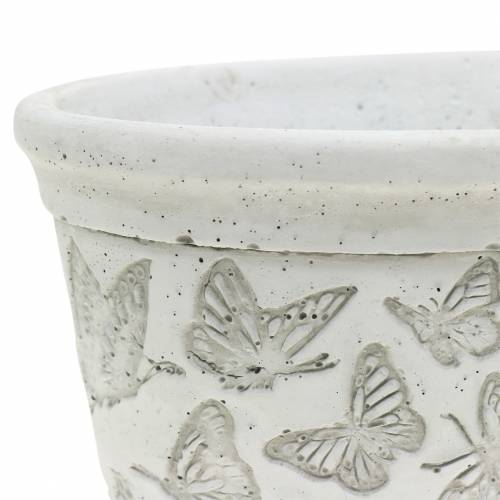 Floristik24 Planteskål hvid med sommerfugle 21cm x 14cm H9,5cm 2stk
