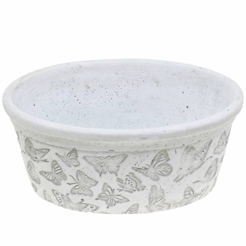 Floristik24 Planteskål hvid med sommerfugle 21cm x 14cm H9,5cm 2stk