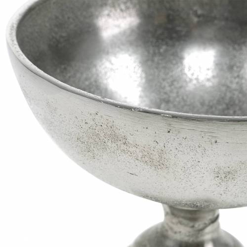 Floristik24 Skål med fod sølvmetal Ø16cm borddekoration, antik look