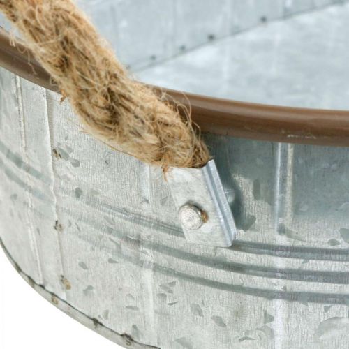 Artikel Plantekrukke med hanke, urteskål, arrangementsbund sølv, brun L39/35,5/32 cm H10/8,5/7 cm sæt med 3 stk.