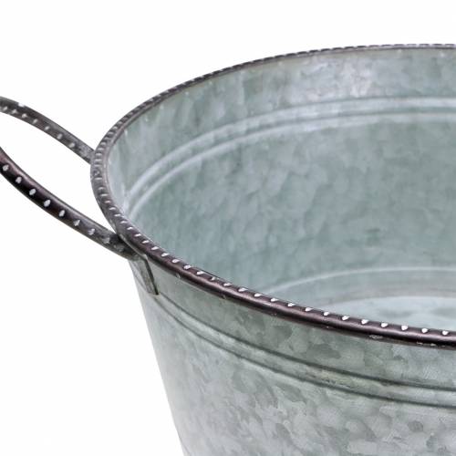 Floristik24 Zink skål med greb grå, brun vasket hvid Ø38cm H17cm
