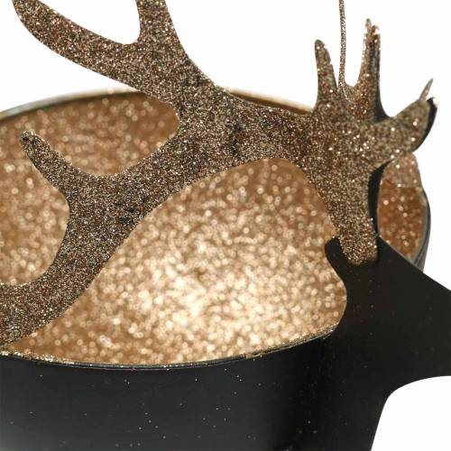 Artikel Skål med rensdyrhoved Sort, gyldent metal Ø11/14 cm Sæt med 2 stk