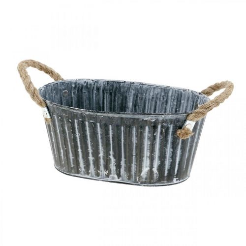 Floristik24 Planteskål i metal, blomsterskål til udplantning, dekorativ skål med hanke L22,5 cm