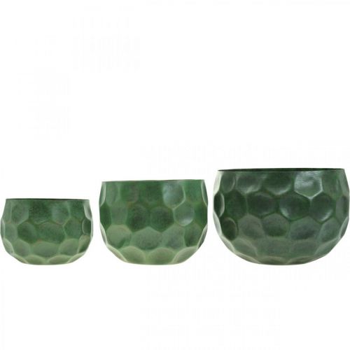 Artikel Dekorativ skål metalgrøn vintage planter Ø25 / 20,5 / 16,5 cm sæt med 3 stk