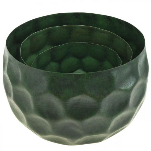 Artikel Dekorativ skål metalgrøn vintage planter Ø25 / 20,5 / 16,5 cm sæt med 3 stk
