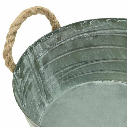 Floristik24 Zink skål viklingsmønster med rebhåndtag vasket hvid Ø21cm H11cm