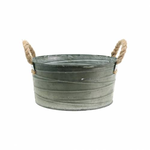 Floristik24 Zink skål viklingsmønster med rebhåndtag vasket hvid Ø21cm H11cm