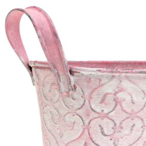 Floristik24 Zinkpande med lyserødt udsmykning 18,5cm x 11cm H9cm