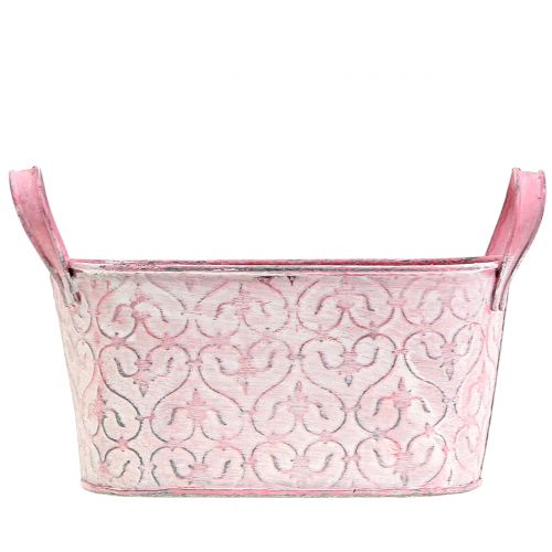 Floristik24 Zinkpande med lyserødt udsmykning 18,5cm x 11cm H9cm