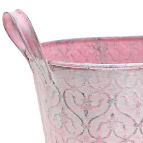 Artikel Zinkbaljepotte med pink dekoration 25,5cm x 13,5cm H12cm