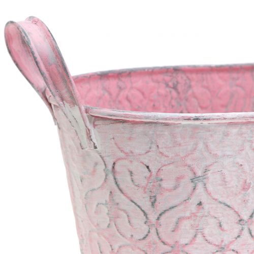 Floristik24 Zinkbaljepotte med pink dekoration 25,5cm x 13,5cm H12cm