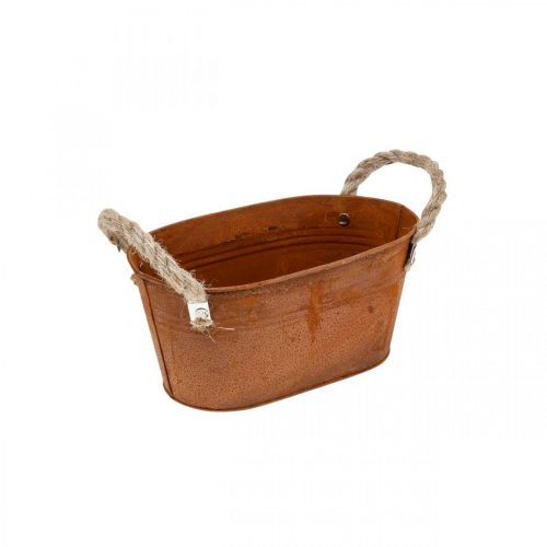 Floristik24 Metalskål med hanke, efterårsdekoration, plantekasse med patina L22cm H11cm