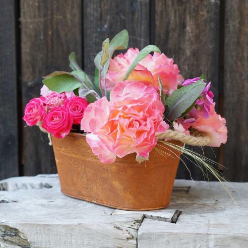 Floristik24 Metalskål med hanke, efterårsdekoration, plantekasse med patina L22cm H11cm