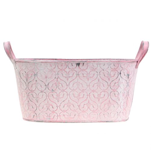 Floristik24 Zinkbaljepotte med pink dekoration 25,5cm x 13,5cm H12cm