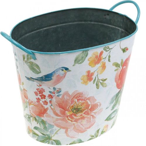 Plantskovl oval vintage metal fjeder dekoration planter 27,5 cm