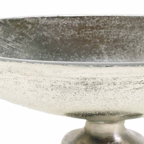 Floristik24 Oval skål med sølvmetalfod 20,5 cm H7cm