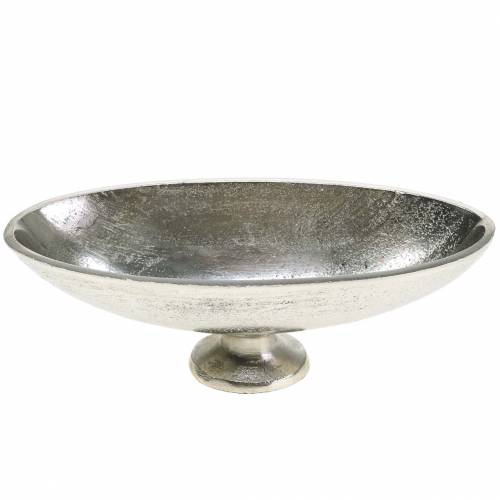 Floristik24 Oval skål med sølvmetalfod 20,5 cm H7cm