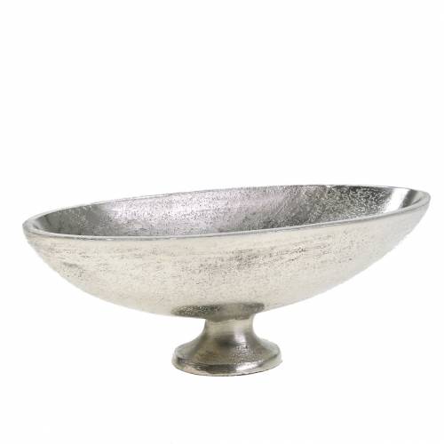 Floristik24 Oval skål med sølvmetalfod 20,5 cm H7cm