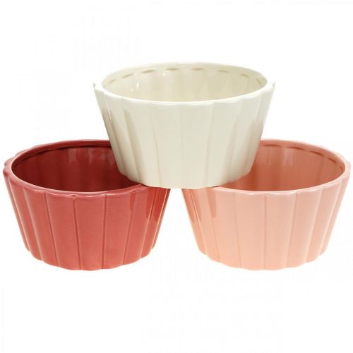 Floristik24 Plantepot ringkage, blomsterskål bradefad, keramisk dekoration H8cm Ø15,5cm 3 stk.