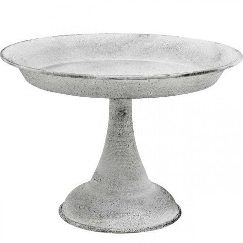 Floristik24 Dekorationsskål med fod dekorationsplade metal hvid Ø22cm H15,5cm