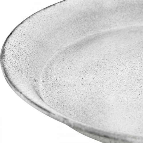Floristik24 Dekorationsskål med fod dekorationsplade metal hvid Ø22cm H15,5cm