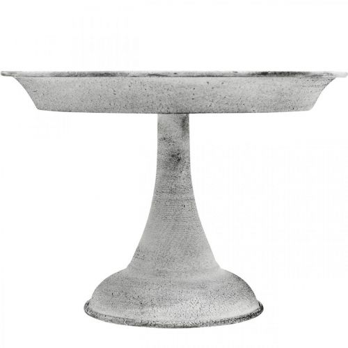 Floristik24 Dekorationsskål med fod dekorationsplade metal hvid Ø22cm H15,5cm