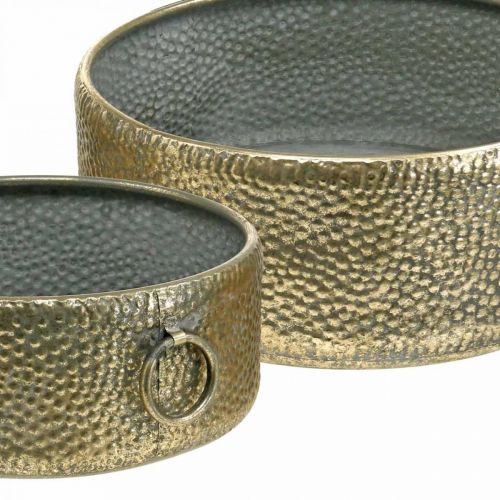 Artikel Dekorativ skål i antik look metal plantekasse gylden Ø37/31 cm sæt med 2