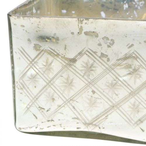 Floristik24 Glaskrukke med låg shabby glasdekoration champagne 14×14×14,5cm