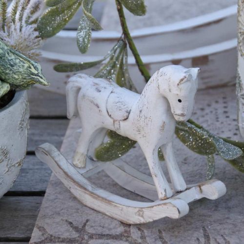 Floristik24 Dekorativ gyngehest jule hvid brun 26x6x23cm