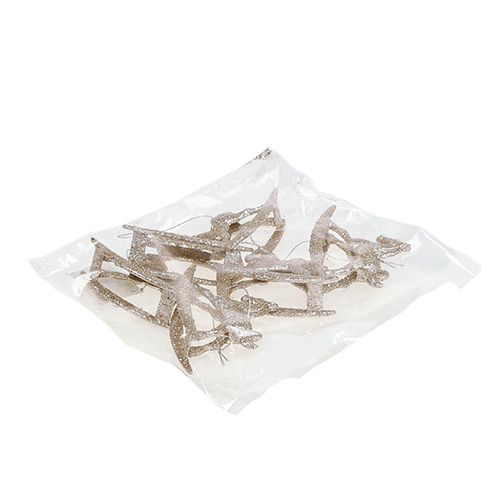 Floristik24 Gyngehest 7,5 cm guld med glitter 6stk