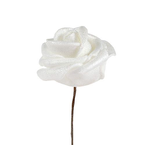 Floristik24 Skumroser hvide med perlemor Ø2,5cm 120 stk