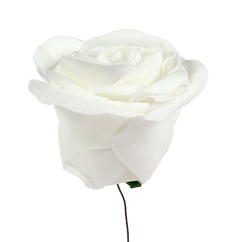 Floristik24 Skumroser hvide med perlemor Ø6cm 24 stk