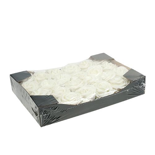 Floristik24 Skumroser hvide med perlemor Ø6cm 24 stk