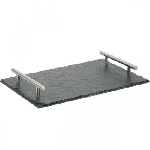 Skiferfad med hanke, dekorationsbakke, serveringsfad 30x20cm
