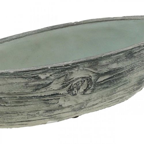 Floristik24 Planteskål oval betonbåd trædesign 37×11,5cm H10cm