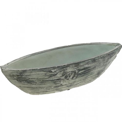 Floristik24 Planteskål oval betonbåd trædesign 37×11,5cm H10cm